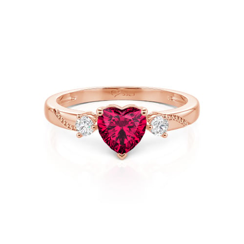 Jeulia Custom Simple Heart Cut Three-Stone Bezel Set Ring