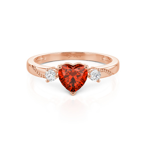 Jeulia Custom Simple Heart Cut Three-Stone Bezel Set Ring