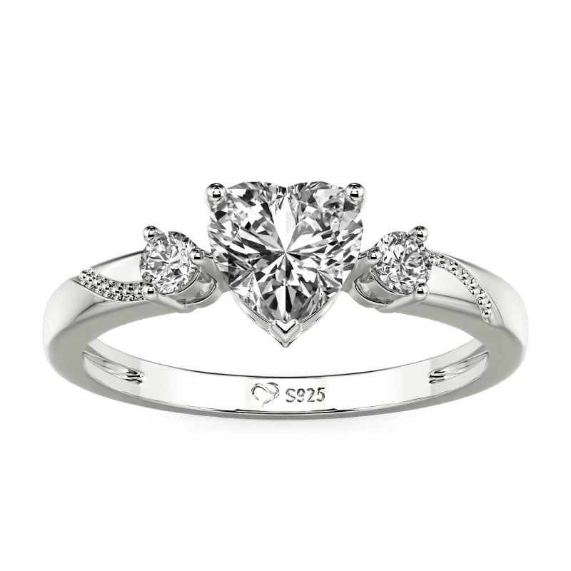 Jeulia Custom Simple Heart Cut Three-Stone Bezel Set Ring