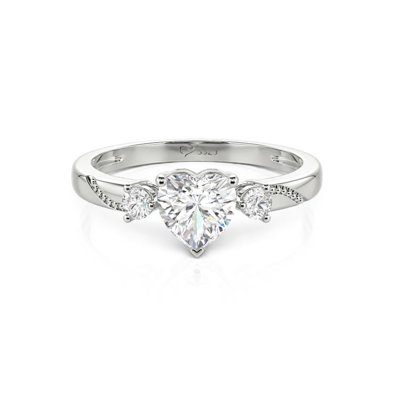 Jeulia Custom Simple Heart Cut Three-Stone Bezel Set Ring