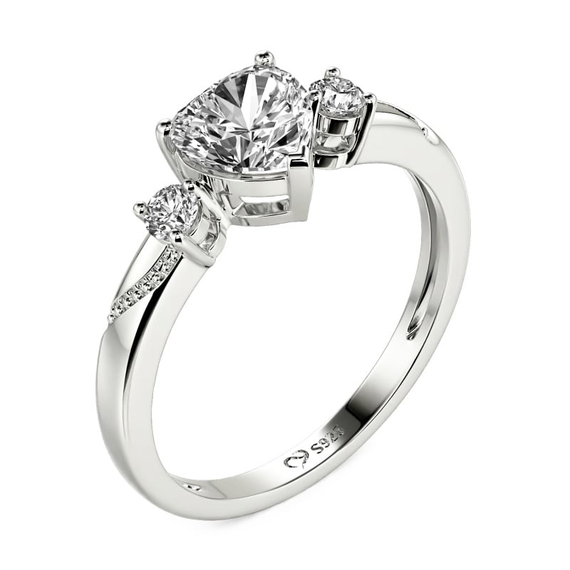 Jeulia Custom Simple Heart Cut Three-Stone Bezel Set Ring