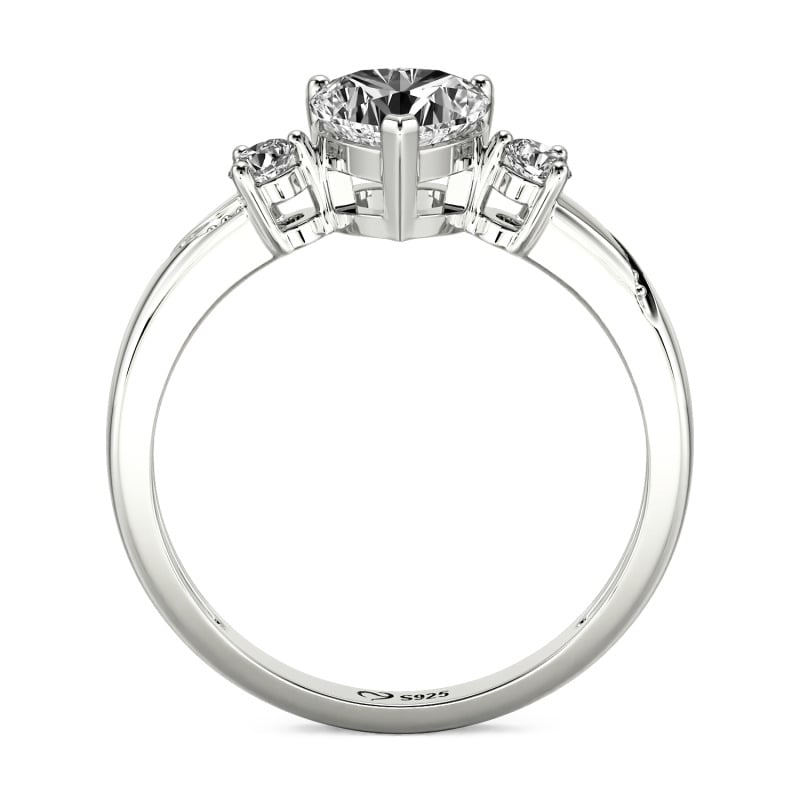 Jeulia Custom Simple Heart Cut Three-Stone Bezel Set Ring