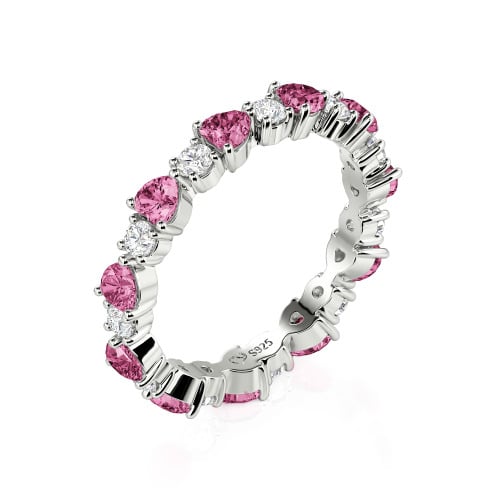 Jeulia Custom Simple Heart Round Cut Eternity Ring