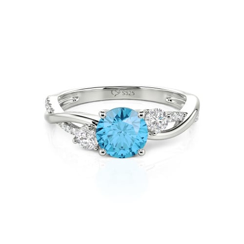 Jeulia Custom Twisted Three Stone Round Cut Engagement Ring