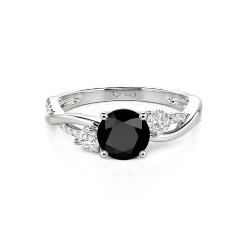 Jeulia Custom Twisted Three Stone Round Cut Engagement Ring