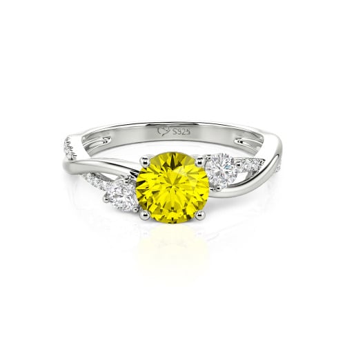 Jeulia Custom Twisted Three Stone Round Cut Engagement Ring