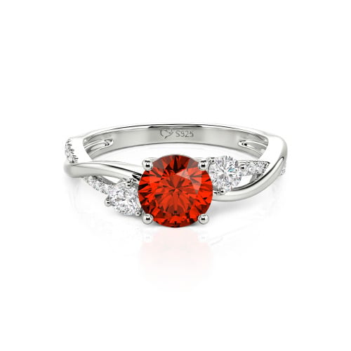 Jeulia Custom Twisted Three Stone Round Cut Engagement Ring