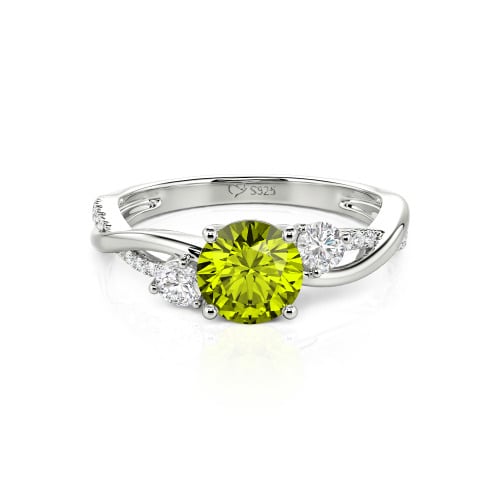 Jeulia Custom Twisted Three Stone Round Cut Engagement Ring