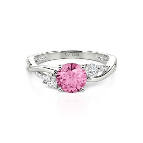 Jeulia Custom Twisted Three Stone Round Cut Engagement Ring