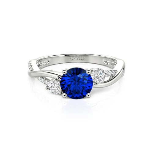 Jeulia Custom Twisted Three Stone Round Cut Engagement Ring