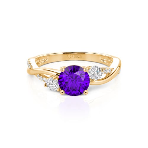 Jeulia Custom Twisted Three Stone Round Cut Engagement Ring