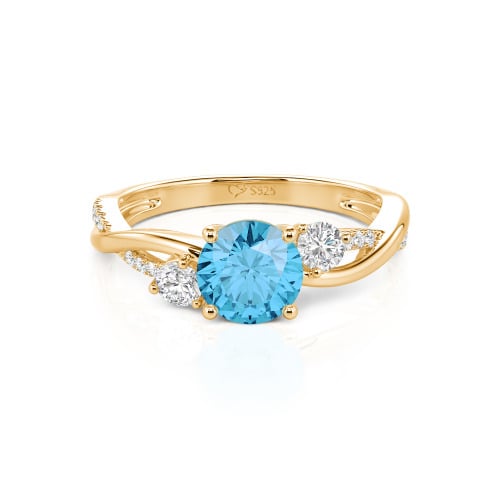 Jeulia Custom Twisted Three Stone Round Cut Engagement Ring