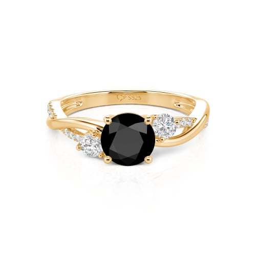 Jeulia Custom Twisted Three Stone Round Cut Engagement Ring