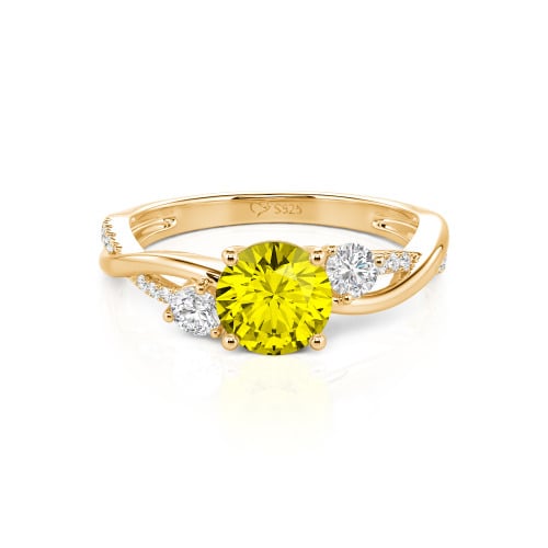 Jeulia Custom Twisted Three Stone Round Cut Engagement Ring