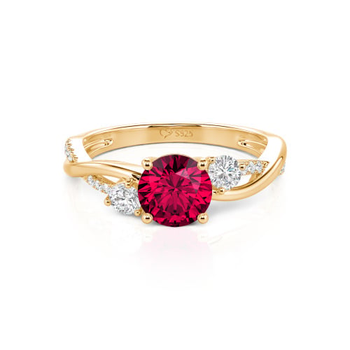 Jeulia Custom Twisted Three Stone Round Cut Engagement Ring