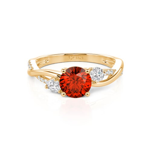 Jeulia Custom Twisted Three Stone Round Cut Engagement Ring