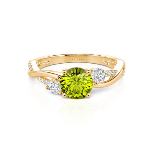 Jeulia Custom Twisted Three Stone Round Cut Engagement Ring