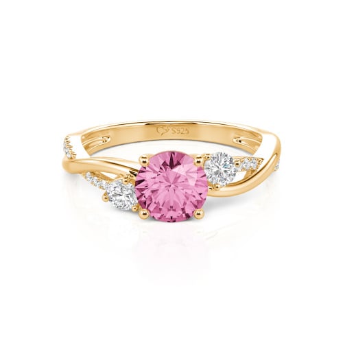 Jeulia Custom Twisted Three Stone Round Cut Engagement Ring