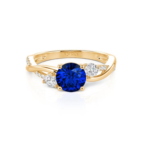 Jeulia Custom Twisted Three Stone Round Cut Engagement Ring
