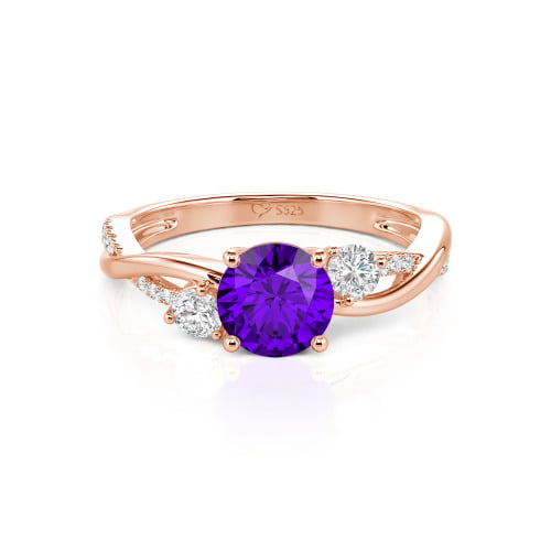 Jeulia Custom Twisted Three Stone Round Cut Engagement Ring