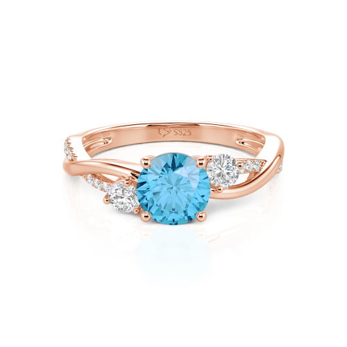 Jeulia Custom Twisted Three Stone Round Cut Engagement Ring