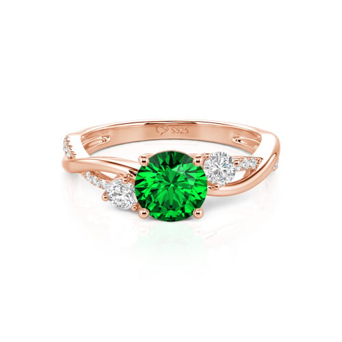 Jeulia Custom Twisted Three Stone Round Cut Engagement Ring