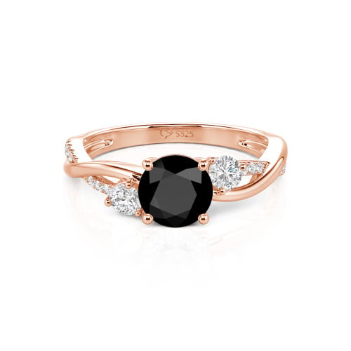 Jeulia Custom Twisted Three Stone Round Cut Engagement Ring