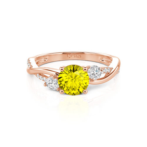 Jeulia Custom Twisted Three Stone Round Cut Engagement Ring