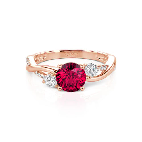 Jeulia Custom Twisted Three Stone Round Cut Engagement Ring