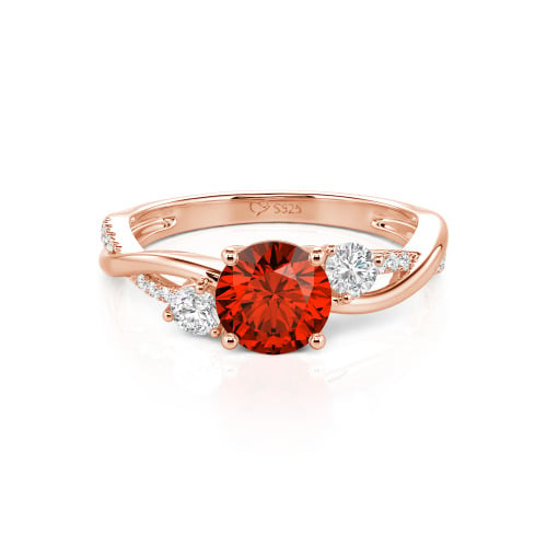 Jeulia Custom Twisted Three Stone Round Cut Engagement Ring