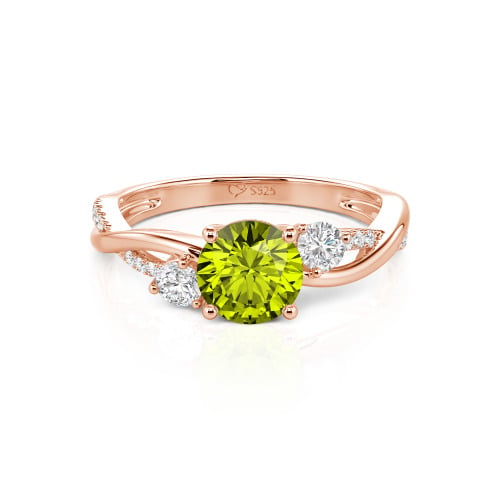 Jeulia Custom Twisted Three Stone Round Cut Engagement Ring