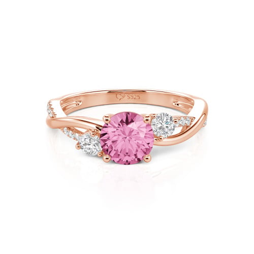 Jeulia Custom Twisted Three Stone Round Cut Engagement Ring
