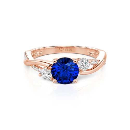 Jeulia Custom Twisted Three Stone Round Cut Engagement Ring