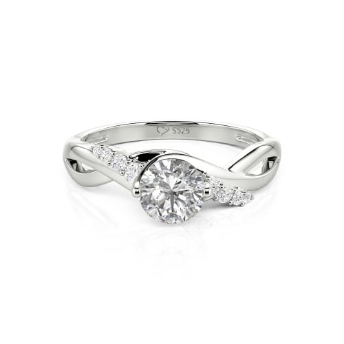 Jeulia Custom Classic Twist Bypass Ring with Round Cut
