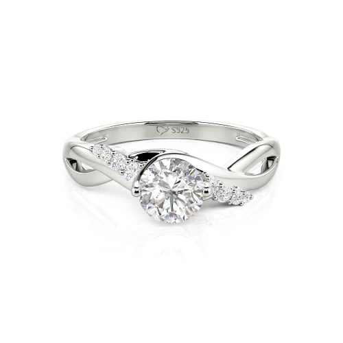 Jeulia Custom Classic Twist Bypass Ring with Round Cut