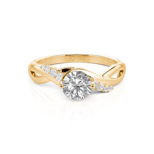 Jeulia Custom Classic Twist Bypass Ring with Round Cut