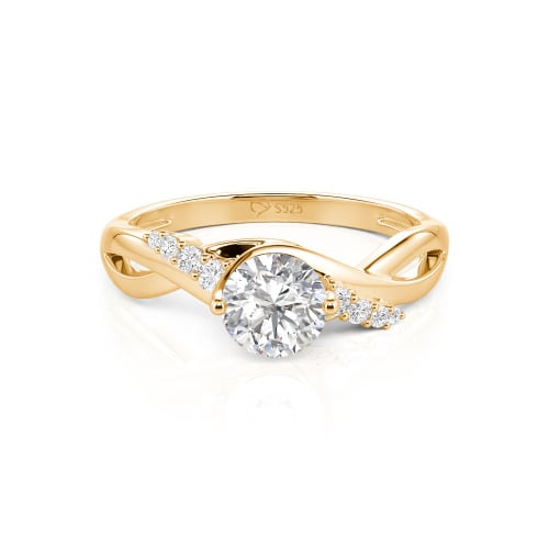 Jeulia Custom Classic Twist Bypass Ring with Round Cut