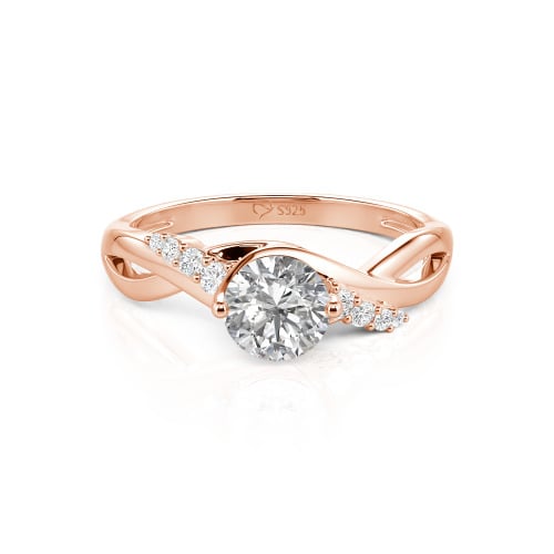 Jeulia Custom Classic Twist Bypass Ring with Round Cut