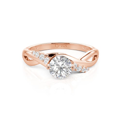 Jeulia Custom Classic Twist Bypass Ring with Round Cut