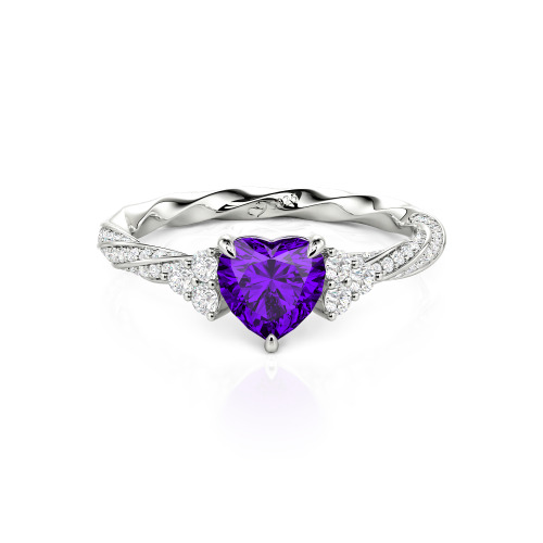 Jeulia Custom Twisted Heart Engagement Ring With Side Stone