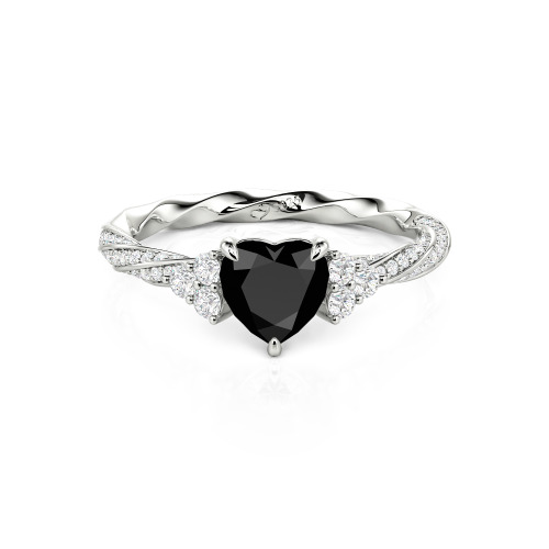 Jeulia Custom Twisted Heart Engagement Ring With Side Stone