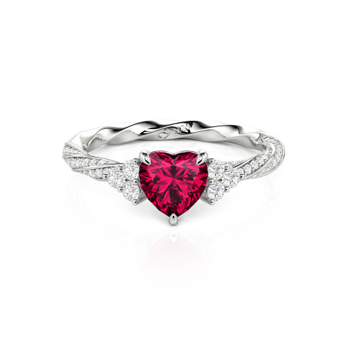Jeulia Custom Twisted Heart Engagement Ring With Side Stone