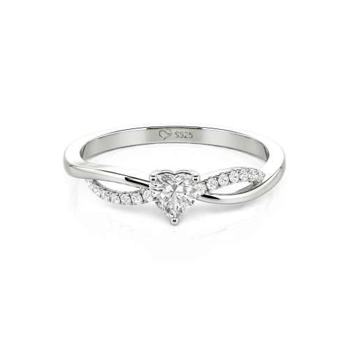 Jeulia Custom Two Tone Twist Heart Promise Ring