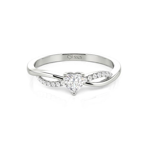 Jeulia Custom Two Tone Twist Heart Promise Ring