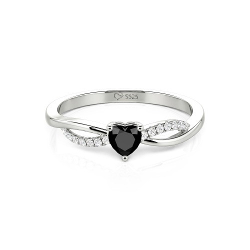 Jeulia Custom Two Tone Twist Heart Promise Ring