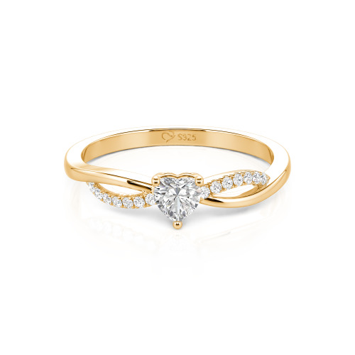 Jeulia Custom Two Tone Twist Heart Promise Ring