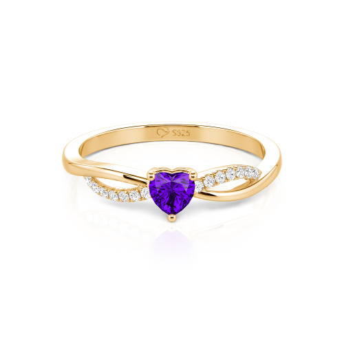 Jeulia Custom Two Tone Twist Heart Promise Ring