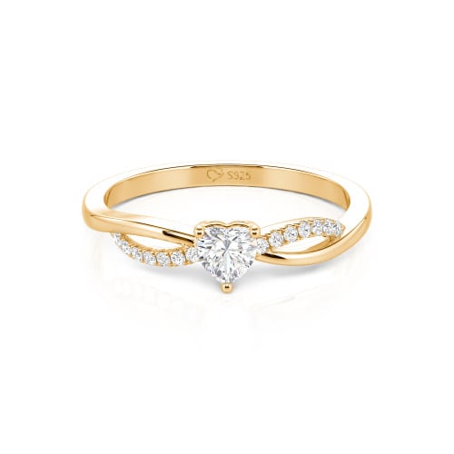 Jeulia Custom Two Tone Twist Heart Promise Ring