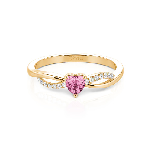 Jeulia Custom Two Tone Twist Heart Promise Ring