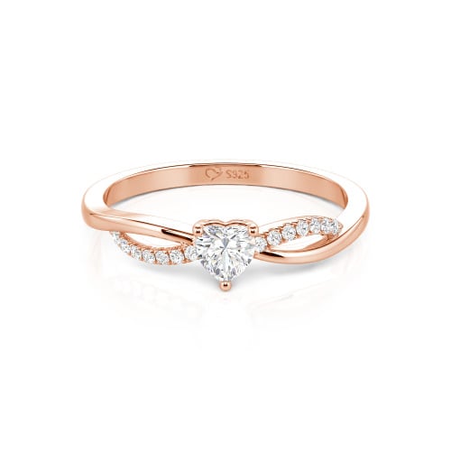 Jeulia Custom Two Tone Twist Heart Promise Ring
